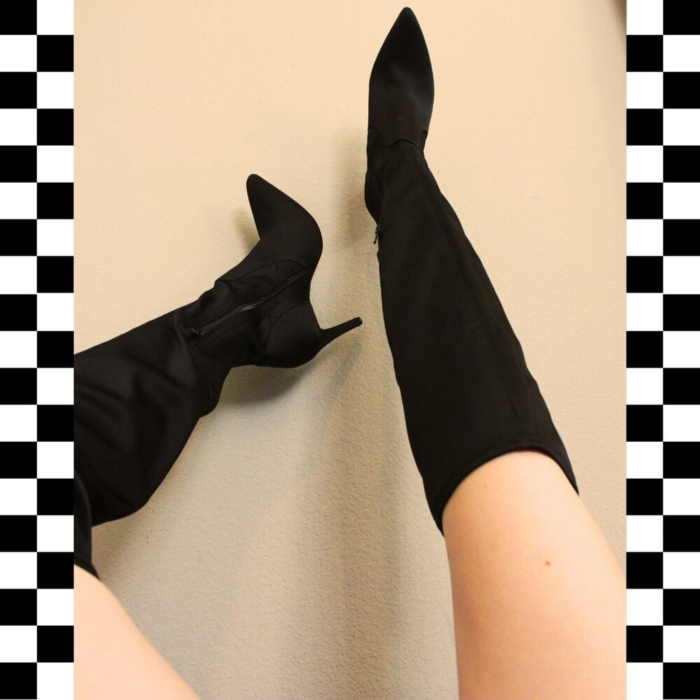 Satin Over the Knee Stiletto Boots